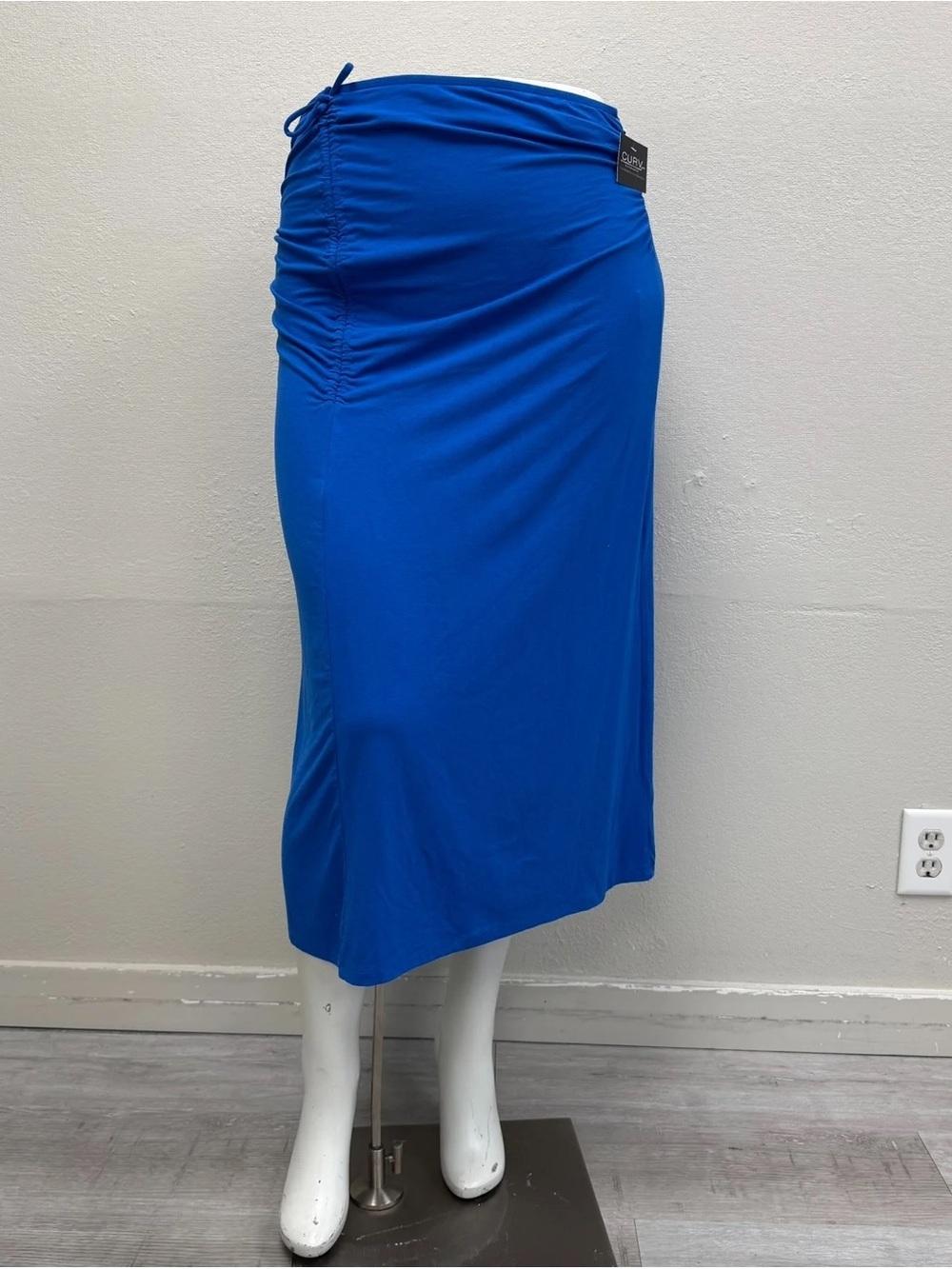 House of Harlow 1960 Blue Ruched Midi Skirt - Size XL